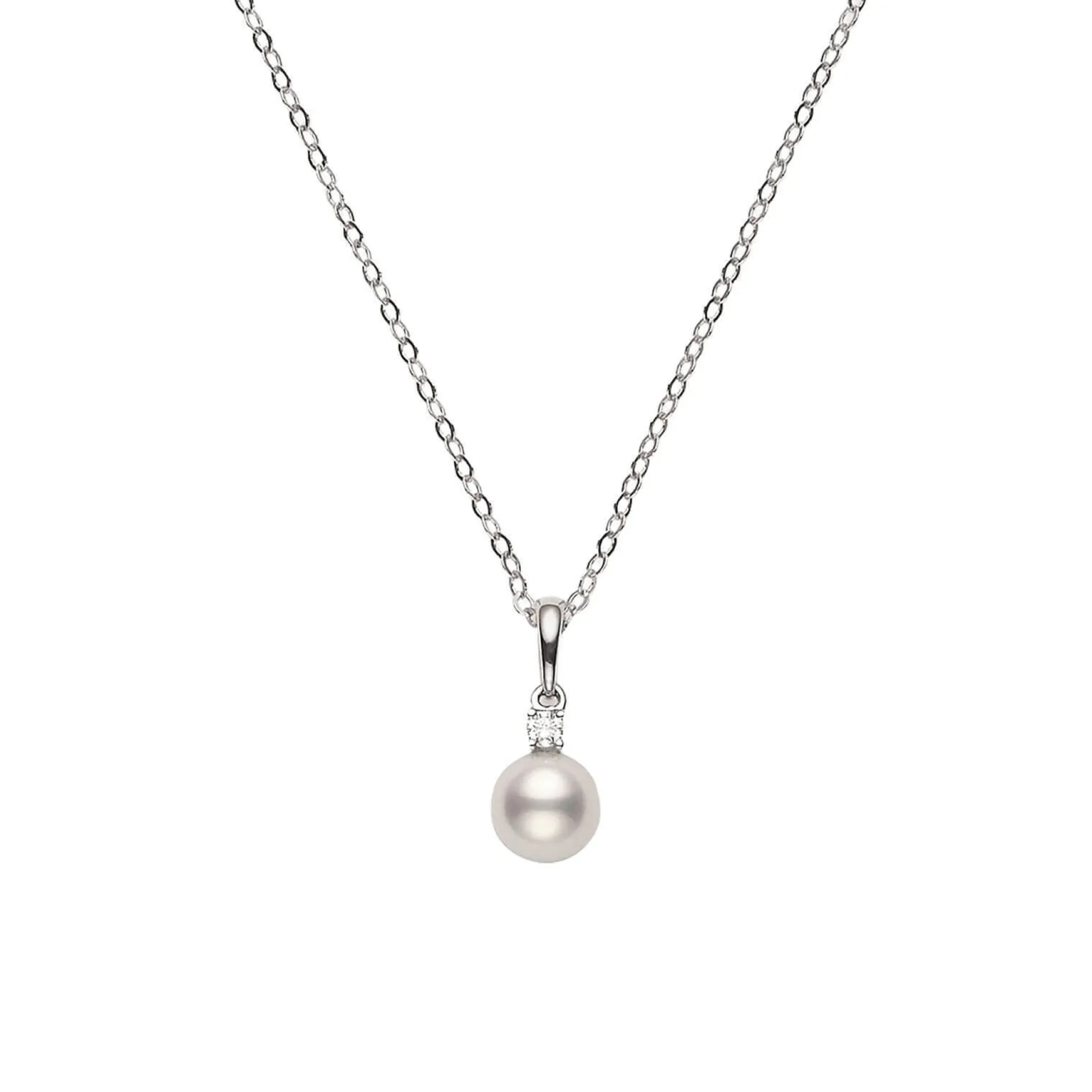 Mikimoto AA Akoya Cultured Pearl & Diamond Pendant 18K, 6mm