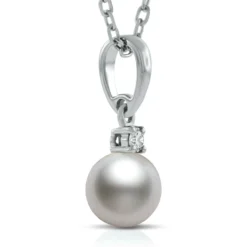 Mikimoto AA Akoya Cultured Pearl & Diamond Pendant 18K, 6mm