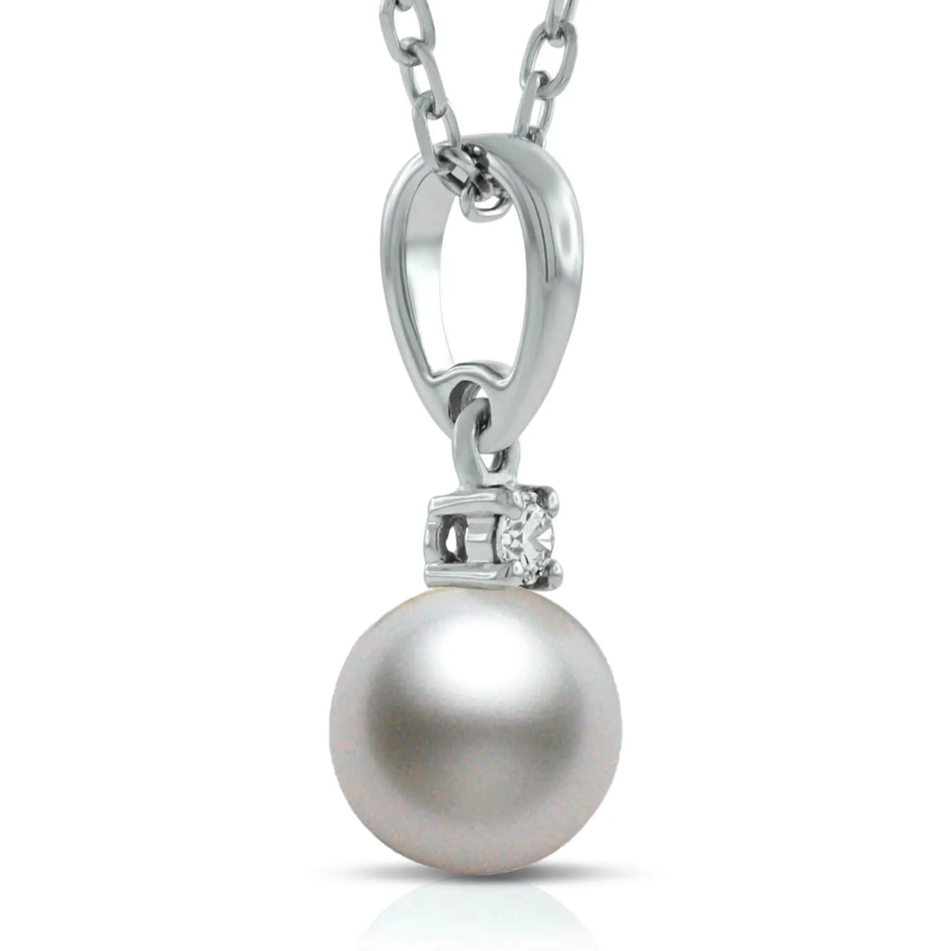 Mikimoto AA Akoya Cultured Pearl & Diamond Pendant 18K, 6mm