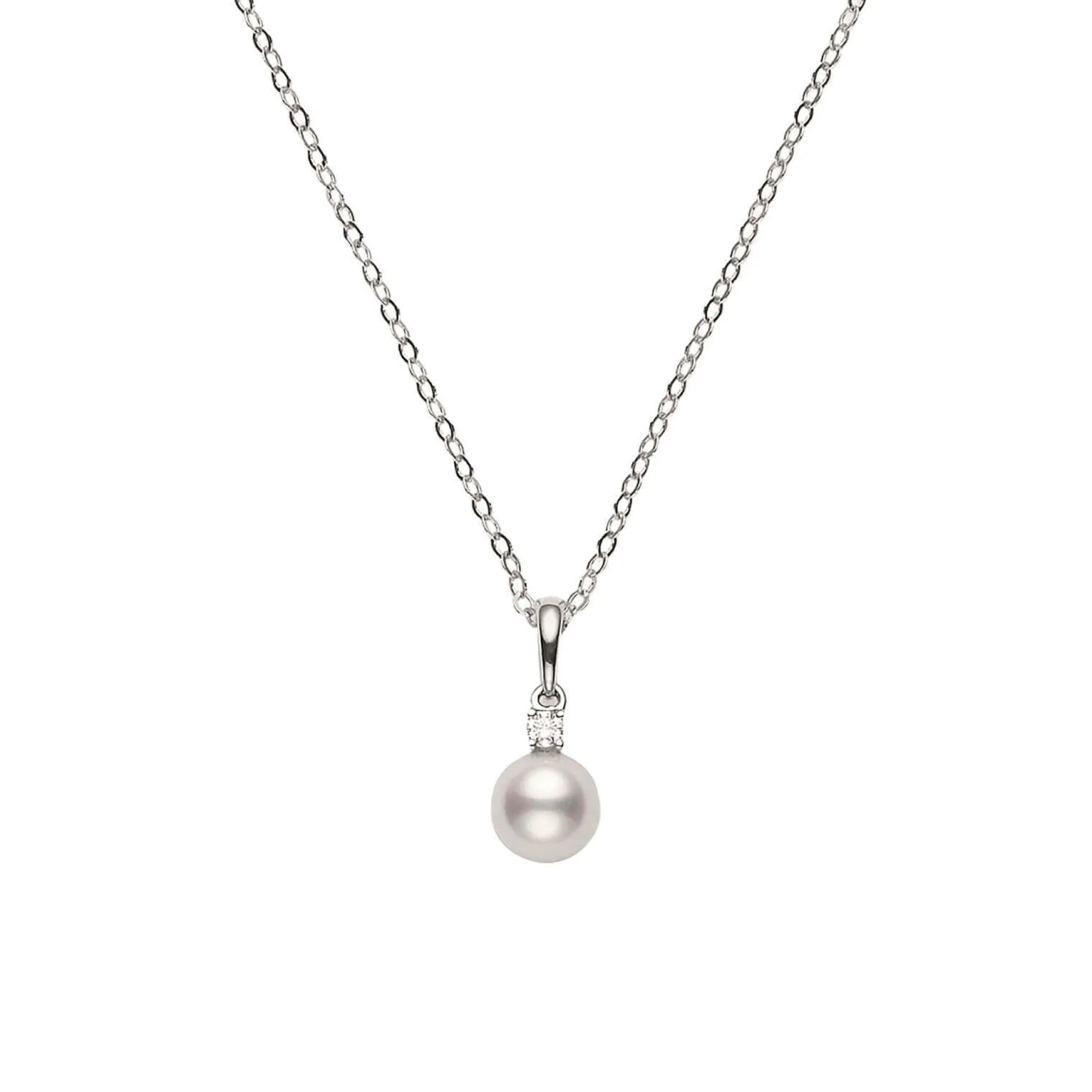 Mikimoto AA Akoya Cultured Pearl & Diamond Pendant 18K, 7mm