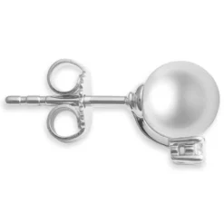 Mikimoto A+ Akoya Cultured Pearl & Diamond Stud Earrings 18K, 7mm