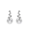 Mikimoto Akoya Cultured Pearl Earrings in 18K White Gold with Diamond