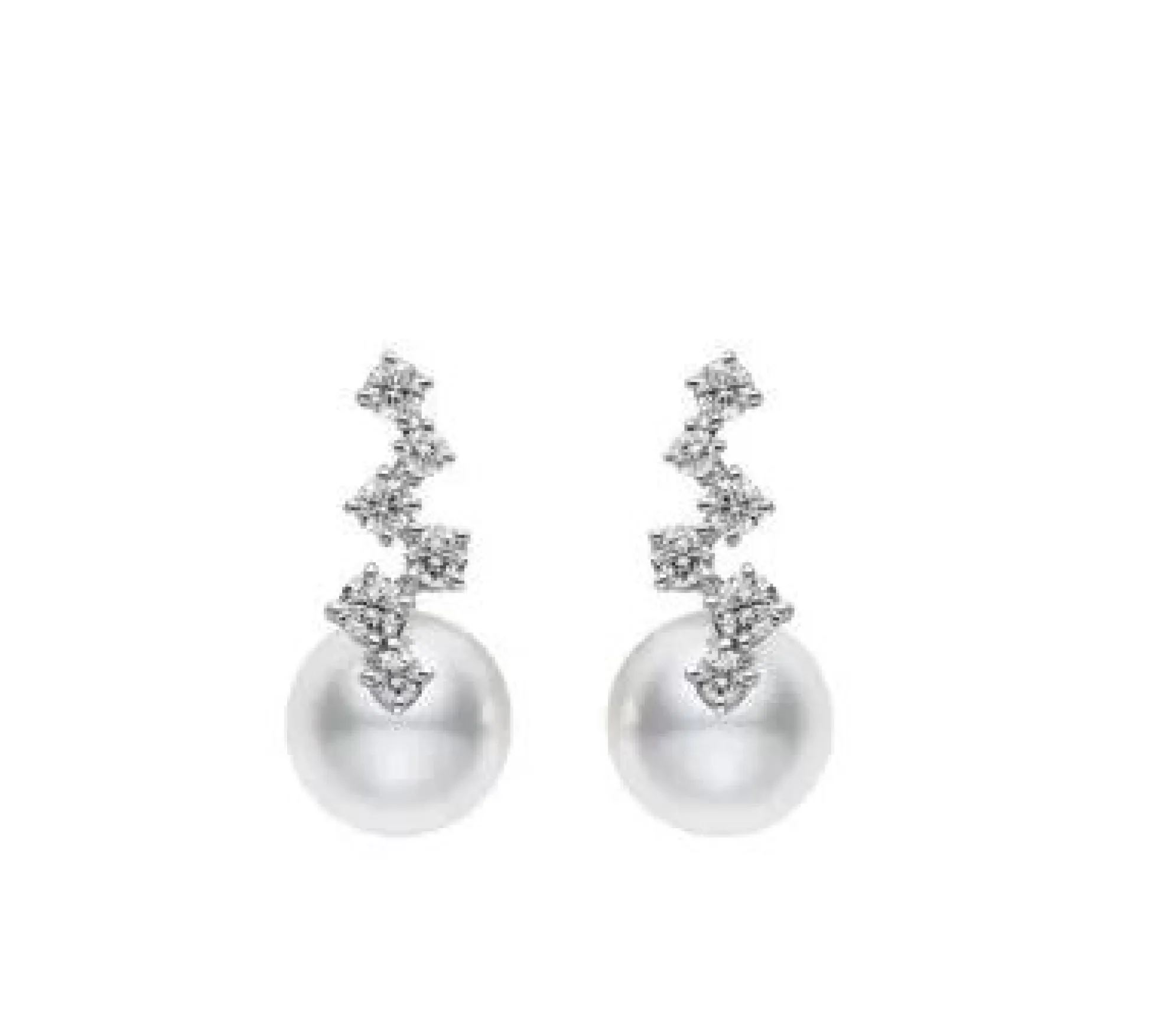 Mikimoto Akoya Cultured Pearl Earrings in 18K White Gold with Diamond