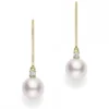 Mikimoto Akoya Cultured Pearl & Diamond Drop Earrings 18K, 6mm