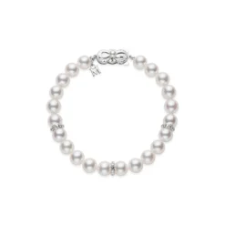 Mikimoto Akoya Cultured Pearl and Diamond Rondell Bracelet, 18K White Gold