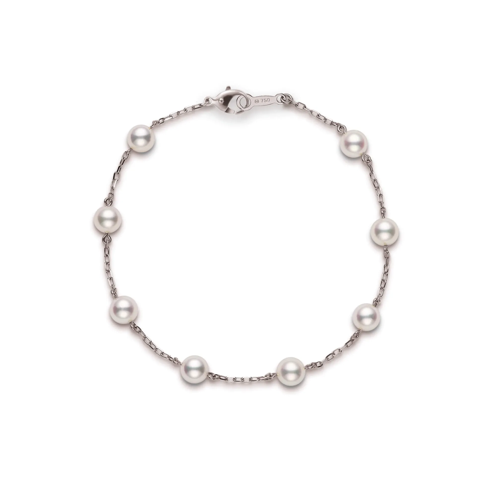 Mikimoto Akoya Cultured Pearl Station Bracelet, 18K White Gold