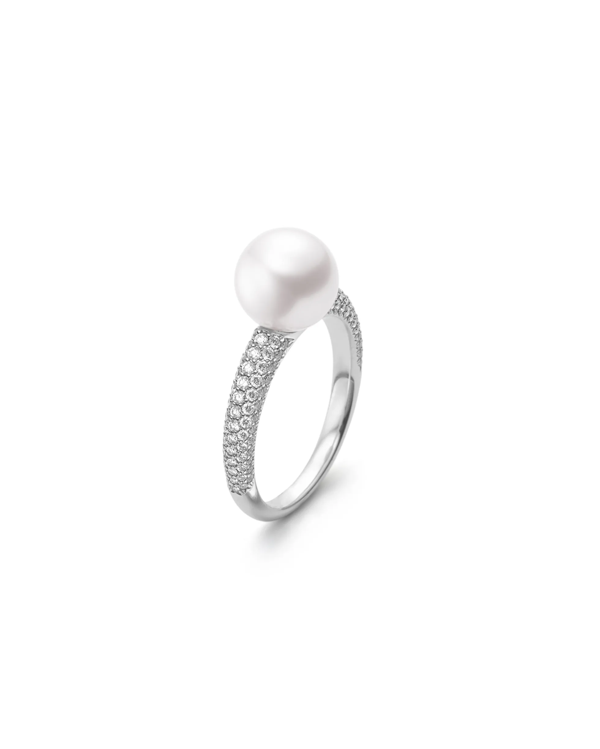 Mikimoto Akoya Cultured Pearl Ring 8.5mm in 18K White Gold with Diamond