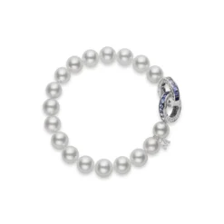 Mikimoto Akoya Cultured Pearl Bracelet in 18K White Gold with Diamond