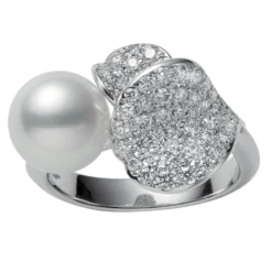 Mikimoto Akoya Cultured Pearl & Diamond Ring 18K, 8.5mm