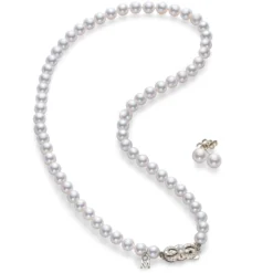 Mikimoto Akoya Cultured Pearl 18 Inch Two-Piece Set in 18K White Gold
