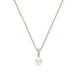 Mikimoto Akoya Cultured Pearl & Diamond Pendant 18K