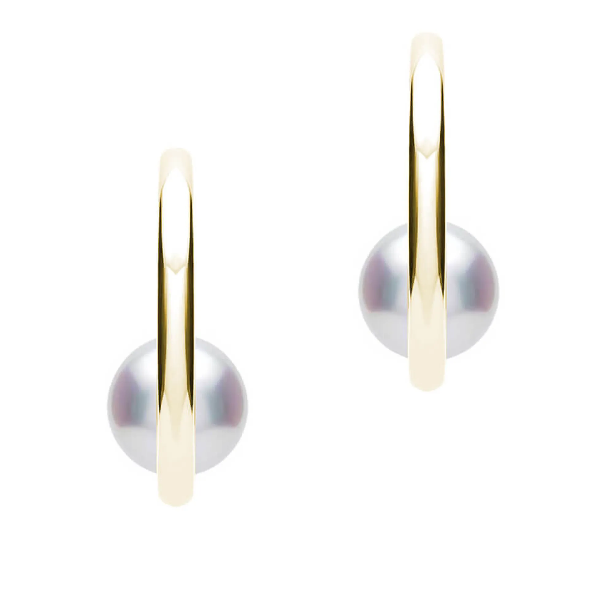 Mikimoto Classic Akoya Cultured Pearl Semi Hoop Earrings 18K