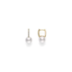 Mikimoto Classic Elegance Akoya Cultured Pearl and Diamond Earrings, 18K Yellow Gold