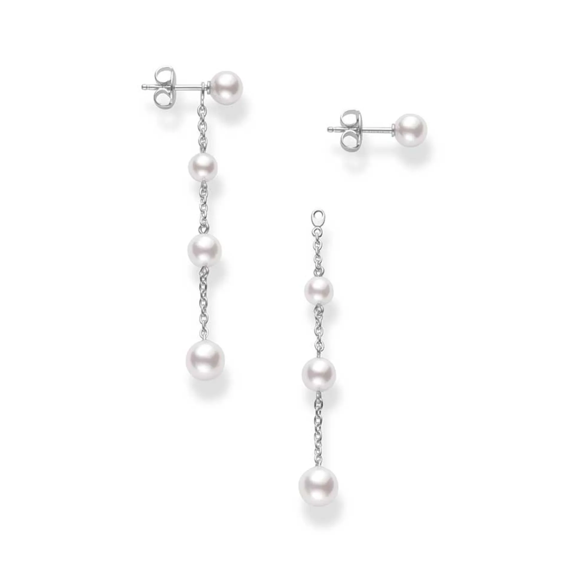 Mikimoto Graduated Akoya Cultured Pearl Dangle Earrings 18K