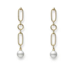 Mikimoto M Code Akoya Cultured Pearl Earrings in 18K Yellow Gold