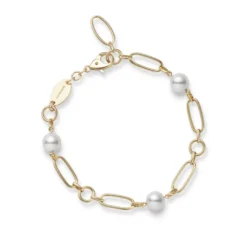 Mikimoto M Code Akoya Cultured Pearl Bracelet in 18K Yellow Gold
