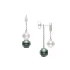 Mikimoto Morning Dew Akoya Cultured and Black South Sea Cultured Pearl Earrings with Diamonds, 18K White Gold