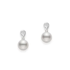 Mikimoto Morning Dew Diamond and Akoya Cultured Pearl Earrings, 18K White Gold