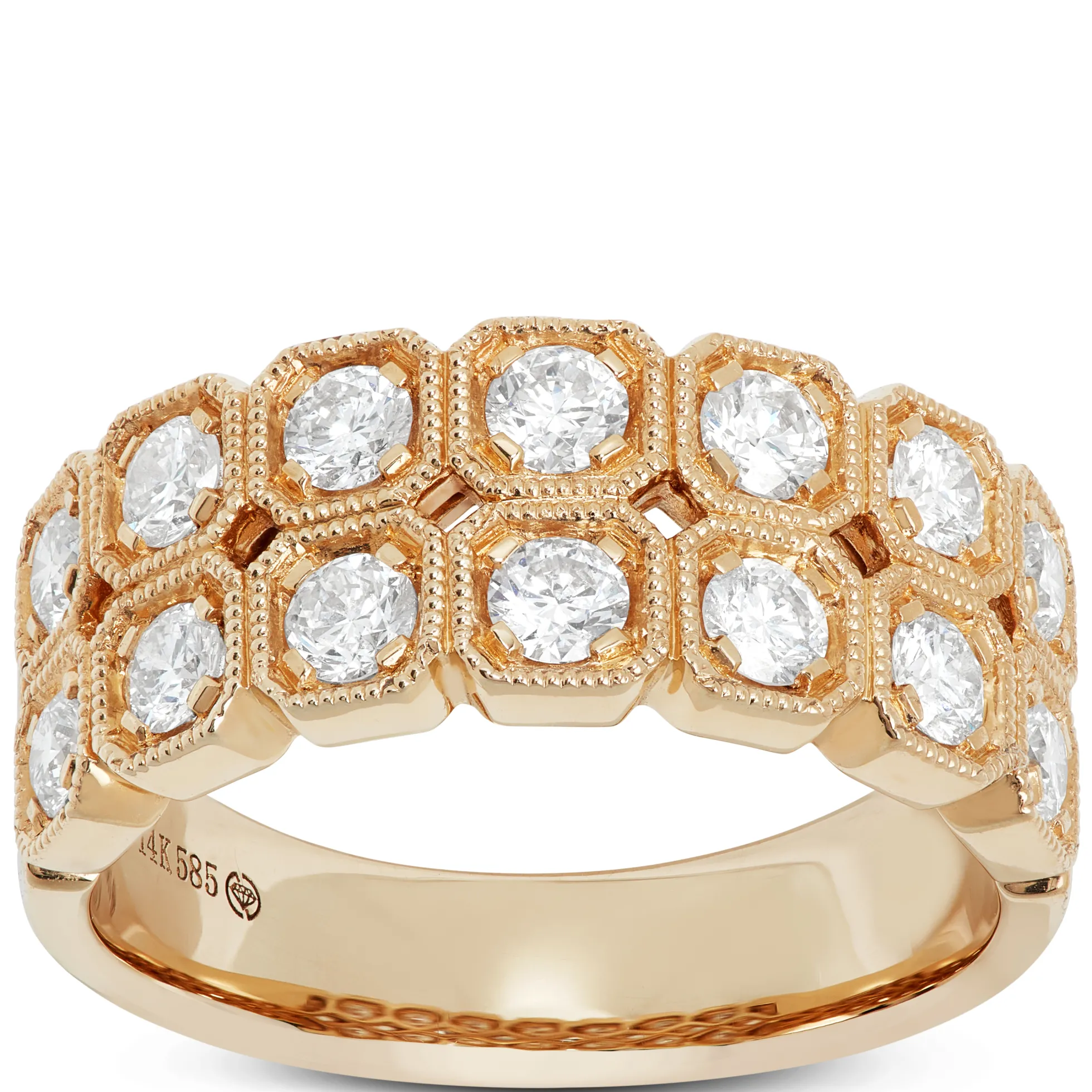 Milgrain Boxset Diamond Ring, 14K Yellow Gold
