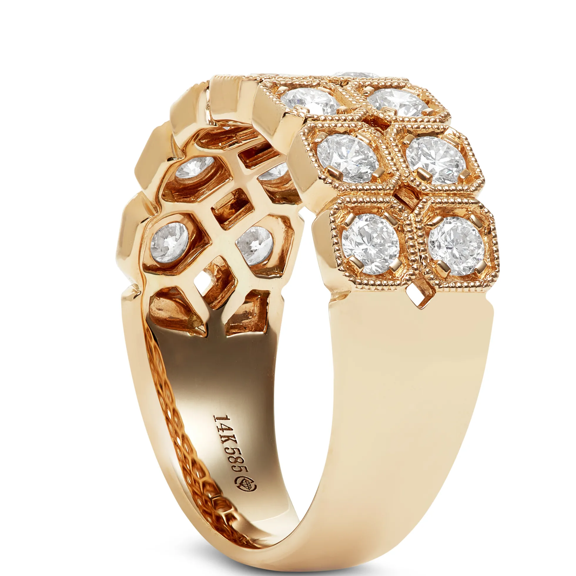 Milgrain Boxset Diamond Ring, 14K Yellow Gold
