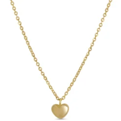 Mini Puff Heart Necklace, 14K Yellow Gold