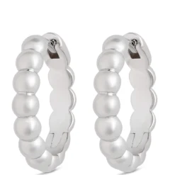 14MM Beaded Hoop Earrings, Sterling Silver