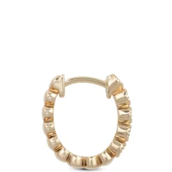 12MM Bezel Set Diamond Huggie Hoop Earrings 14K