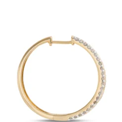 27MM Bold Diamond Hoops, 1 Total Carat Weight, 14K Yellow Gold