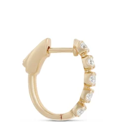 19MM Buttercup Setting Diamond and 14K Yellow Gold Hoops