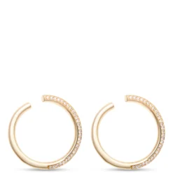 24MM Classic Diamond Hoop Earrings, ⅓ Total Carat Weight, 14K Yellow Gold