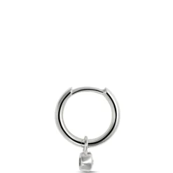 12MM Classic Hoop Earrings with Round Diamonds, 0.07 Total Weight, 14k Yellow Gold