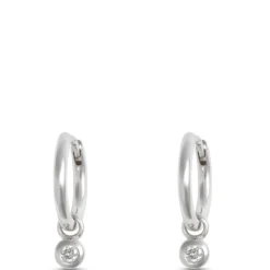 12MM Classic Hoop Earrings with Round Diamonds, 0.07 Total Weight, 14k Yellow Gold