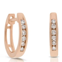 12MM Diamond Hoop Earring, 14K Rose Gold, 1/10 ctw.