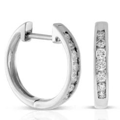 15MM Diamond Hoop Earrings 14K, 1/4 ctw.
