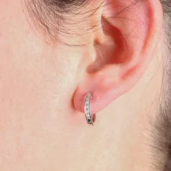 15MM Diamond Hoop Earrings 14K, 1/4 ctw.