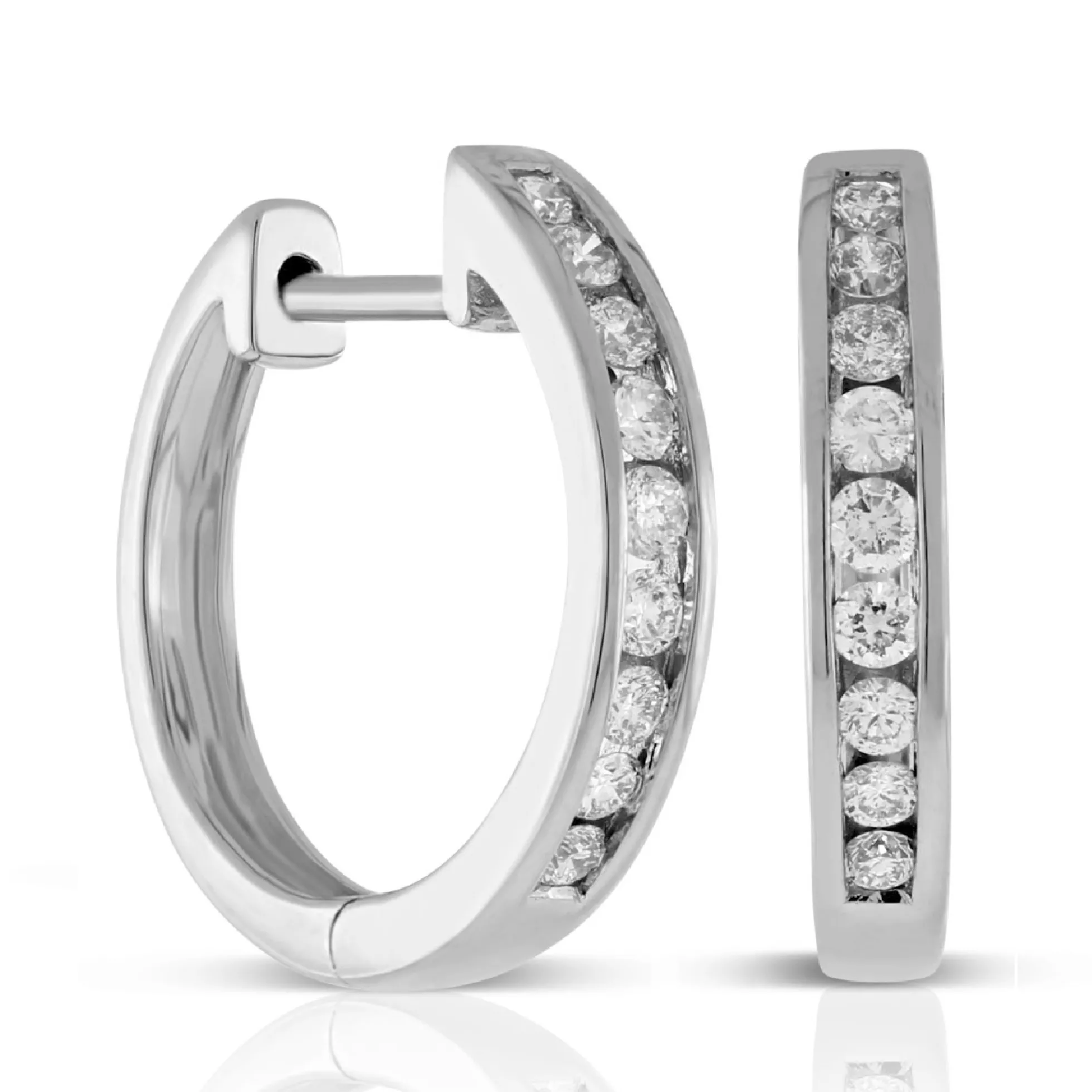16MM Diamond Hoop Earrings 14K, 1/3 ctw.