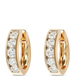 15MM Diamond Hoops, 14K Yellow Gold