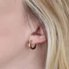 14MM Diamond Huggie Hoop Earrings 14K