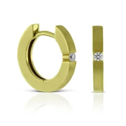 14MM Diamond Huggie Hoop Earrings 14K