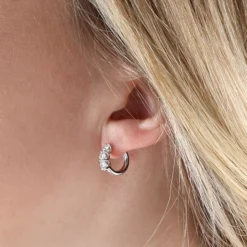12.5MM Diamond Huggie Hoop Earrings 14K