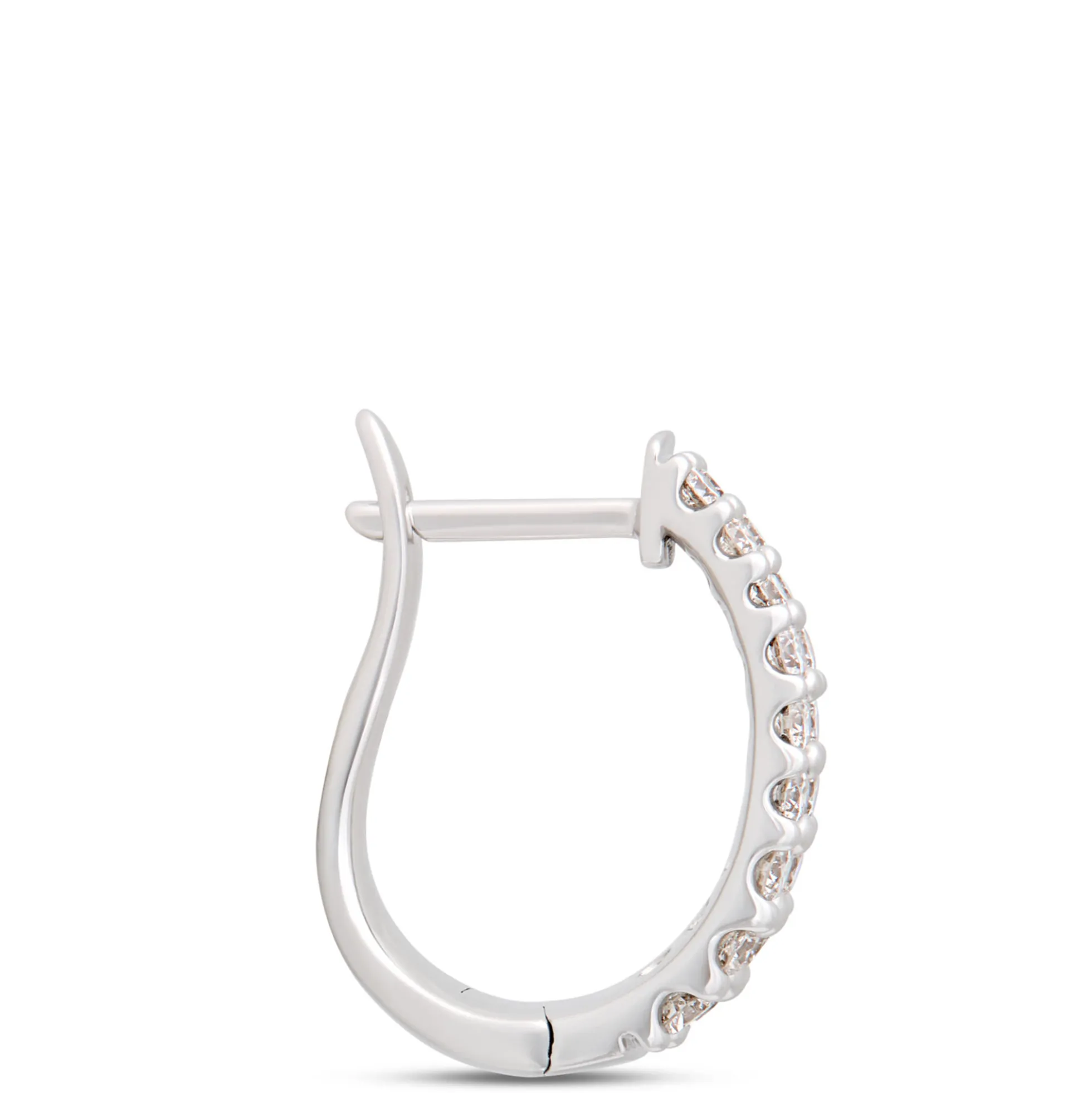 18MM Double Row Diamond Hoop Earrings,14k White Gold