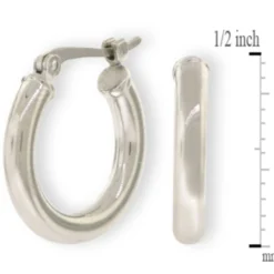 15MM Hoop Earrings, 14K White Gold