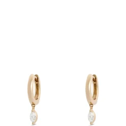 12.5MM Hoops With Dangling Marquise Diamonds