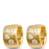 12MM Huggie Hoops With Scattered Round Diamonds, 14K Yellow Gold