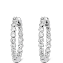 18MM Inside Out Diamond Hoop Earrings 14K, 1 ctw.