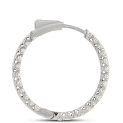 27MM Inside Out Diamond Hoops, 14K White Gold
