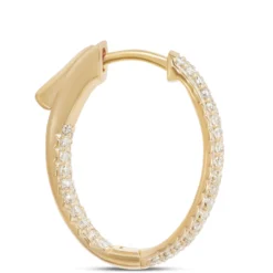 17MM Inside Out Diamond Hoops, 14K Yellow Gold