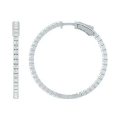 39MM Inside Outside Diamond Hoop Earrings, 14K Yellow Gold