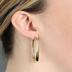 43MM Large Oval Hoop Earrings 14K