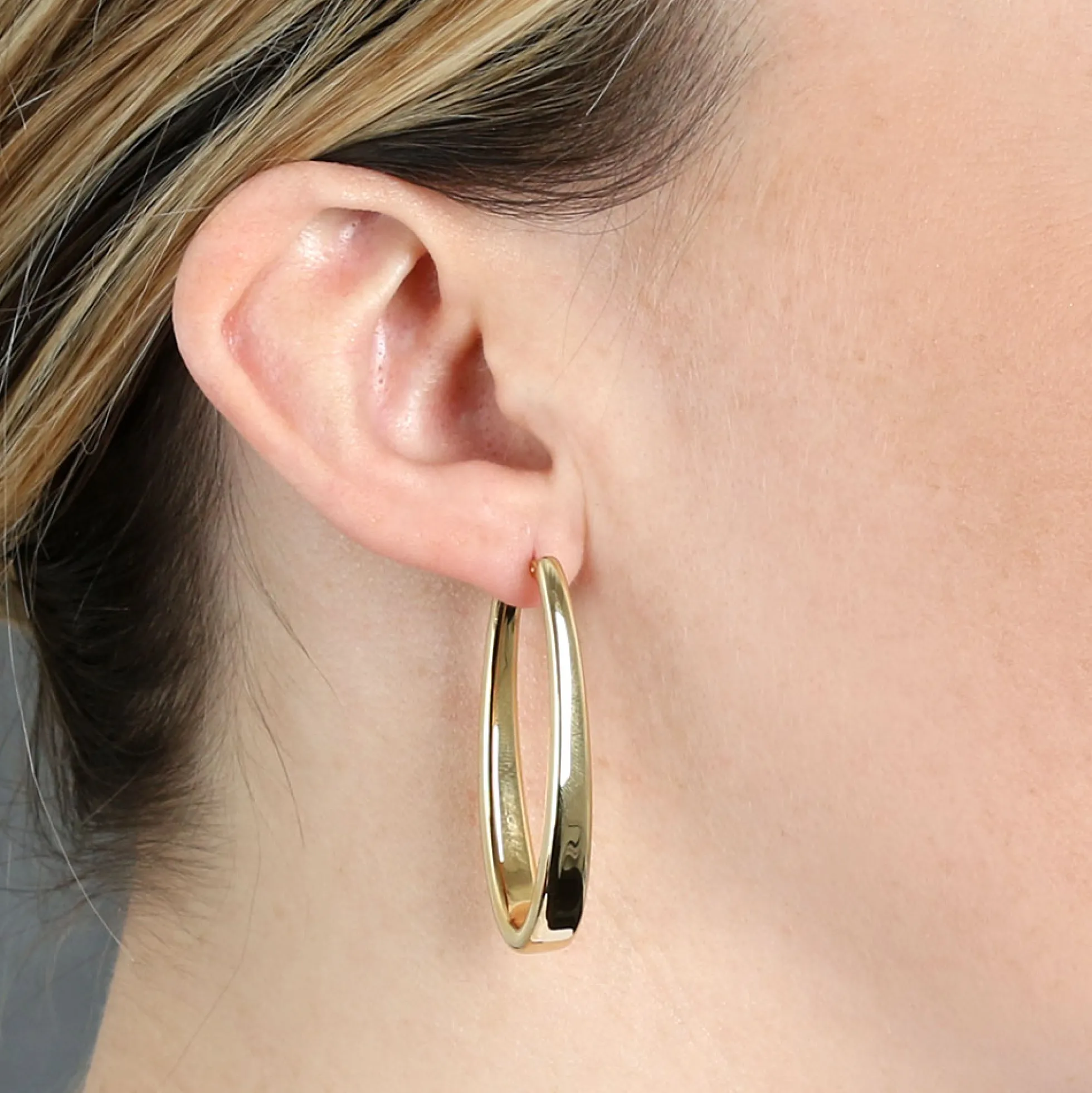 43MM Large Oval Hoop Earrings 14K